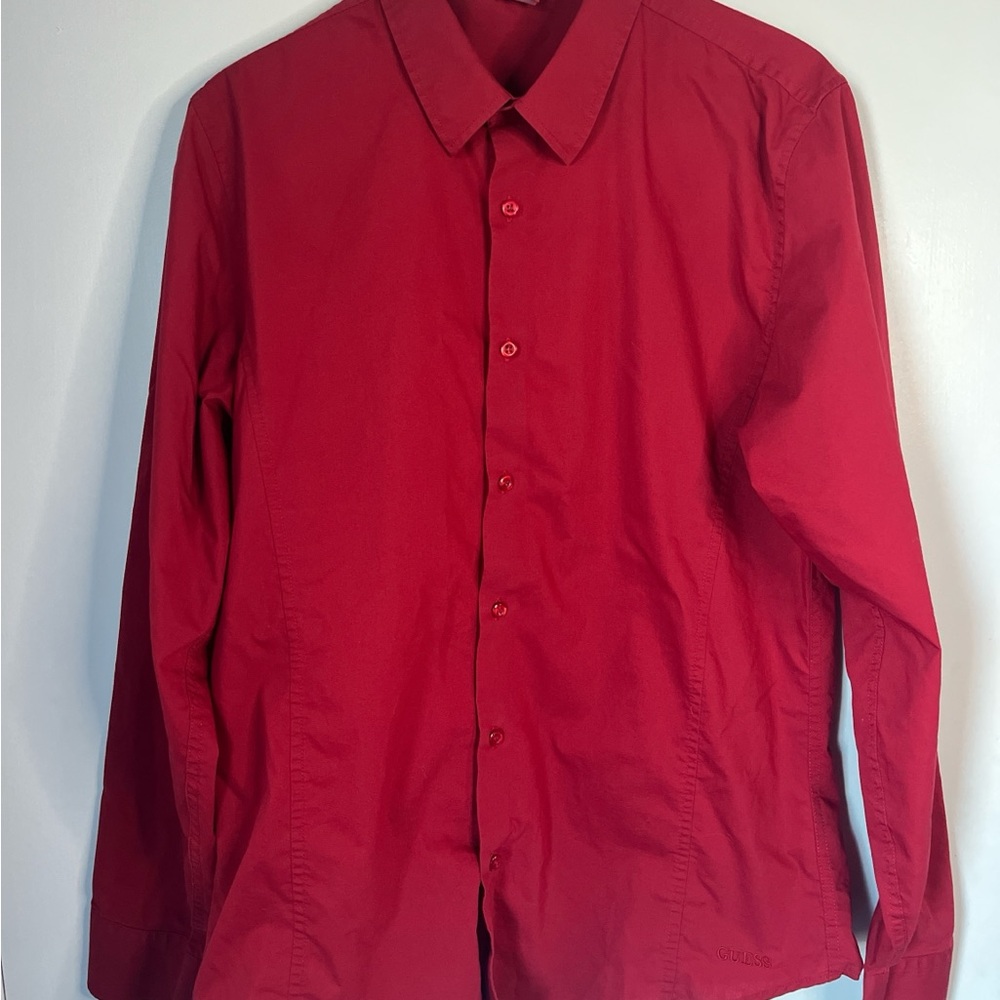 Guess Vibrant Red Collared Shirt
